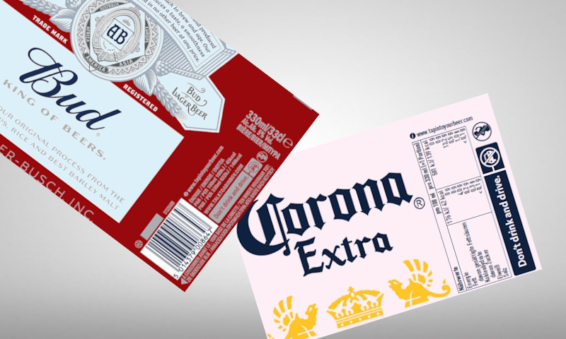 AB InBev etiketten van Bud en Corona